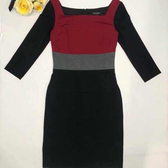 ⭐️NEW⭐️White House Black Market (WHBM) Colorblock 3/4 Sleeve Sheath Dress - Picture 3 of 7